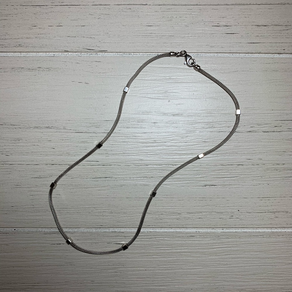 925 Sterling Silver Square Accent Necklace